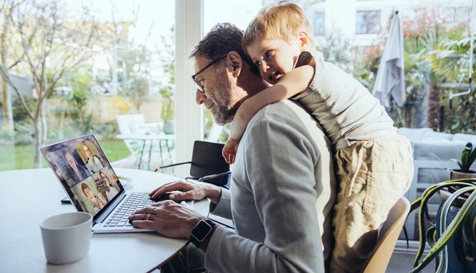 Person working at a home office desk